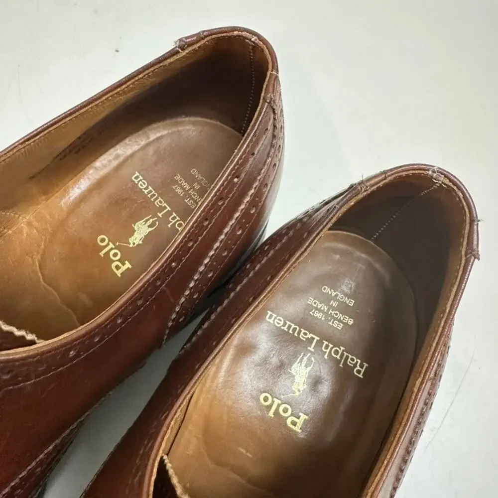 EUC Crockett & Jones x Polo Ralph Lauren Brown Wingtip Bench Made in England 11